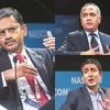 Tata Consultancy Services MD &amp; CEO Rajesh Gopinathan, Infosys MD &amp; CEO Salil Parekh and Wipro chairman Rishad Premji at Nasscom's leadership summit in Mumbai on Wednesday| Photo: PTI