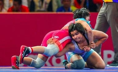 Divya Kakran in action at 2020 Asian Wrestling Championship | Photo: Twitter Divya Kakran in action at 2020 Asian Wrestling Championship | Photo: Twitter