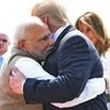 Prime Minister Narendra Modi embraces US President Donald Trump. Photo: @MEAIndia