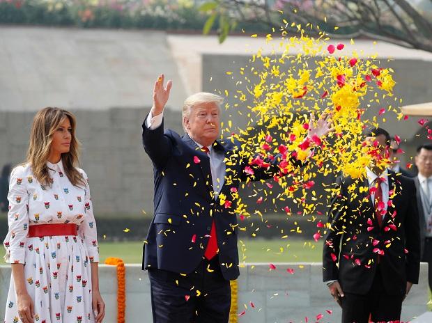 US President Donald Trump, First Lady of the US Melania Trump visits Rajghat to pay homage to Mahatma Gandhi US President Donald Trump, First Lady of the US Melania Trump visits Rajghat to pay homage to Mahatma Gandhi