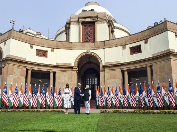 Donald Trump, PM Modi at the Hyderabad House Donald Trump, PM Modi at the Hyderabad House
