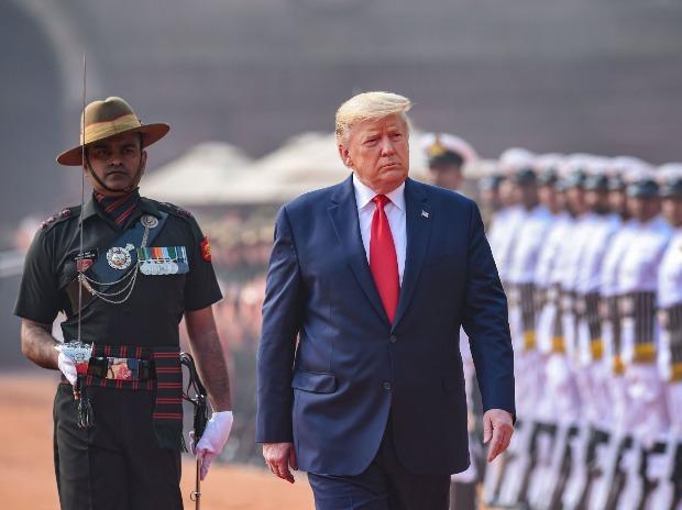 US President Donald Trump receives ceremonial reception at Rashtrapati Bhawan US President Donald Trump receives ceremonial reception at Rashtrapati Bhawan