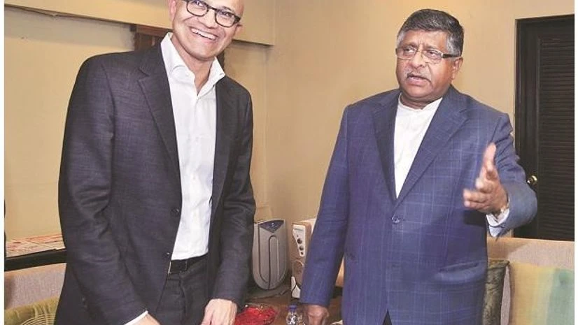 Satya Nadella, Ravi Shankar Prasad Satya Nadella, Ravi Shankar Prasad