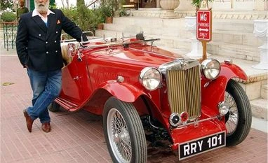 Vintage car Shriji Arvind Singh Mewar of Udaipur with his MG TC 1946. MG had introduced this compact and powerful car as one of the first in its line of sports cars back in the 1940s
