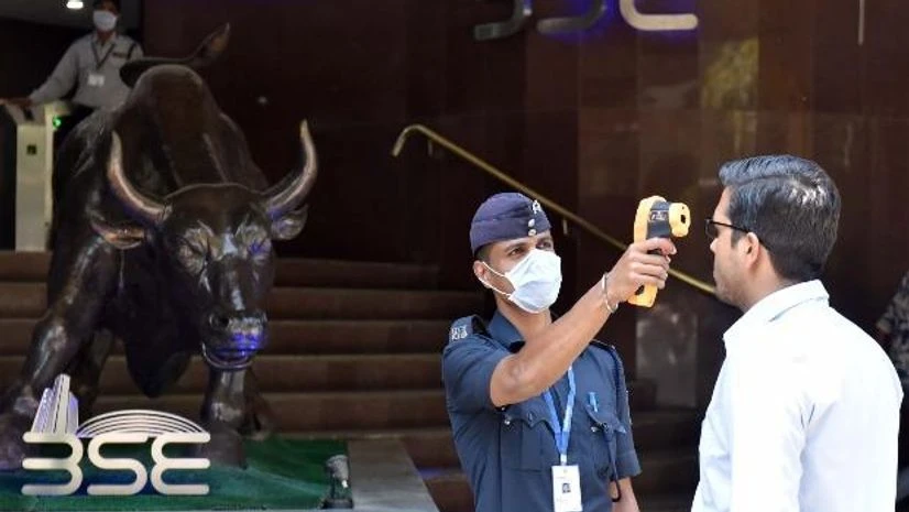BSE, NSE, Sensex, Nifty, Markets, Stock Market People have been check entering the Bombay stock exchange for COVID-19 in Mumbai (Photo- Kamlesh Pednekar)