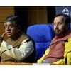 Union ministers Ravi Shankar Prasad (left) and Prakash Javadekar at a press conference after the Cabinet meeting in New Delhi on Saturday  	Photo: PTI