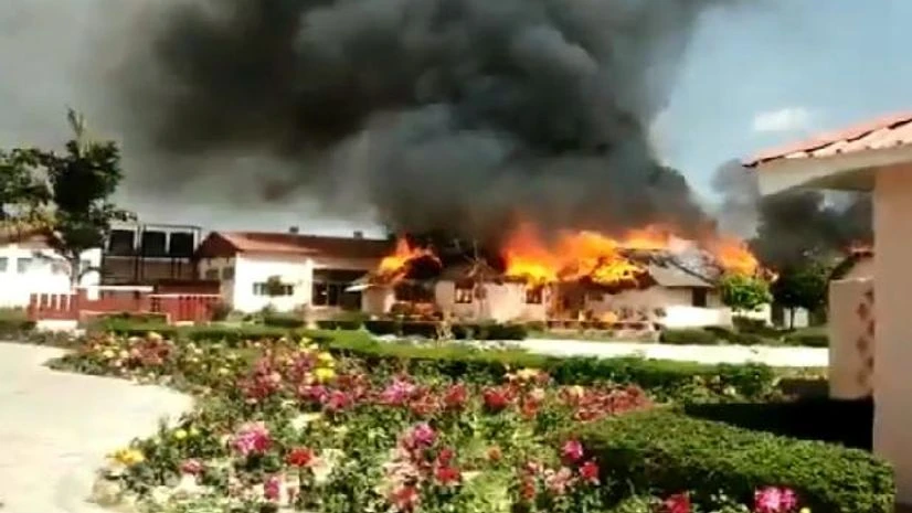 fire at Ramdev's natural health complex fire at Ramdev's natural health complex