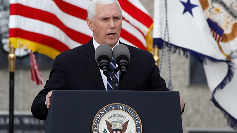 Mike Pence American Vice President Mike Pence speaks during the graduation ceremony for the class of 2020 at the U.S. Air Force Academy. Photo: PTI