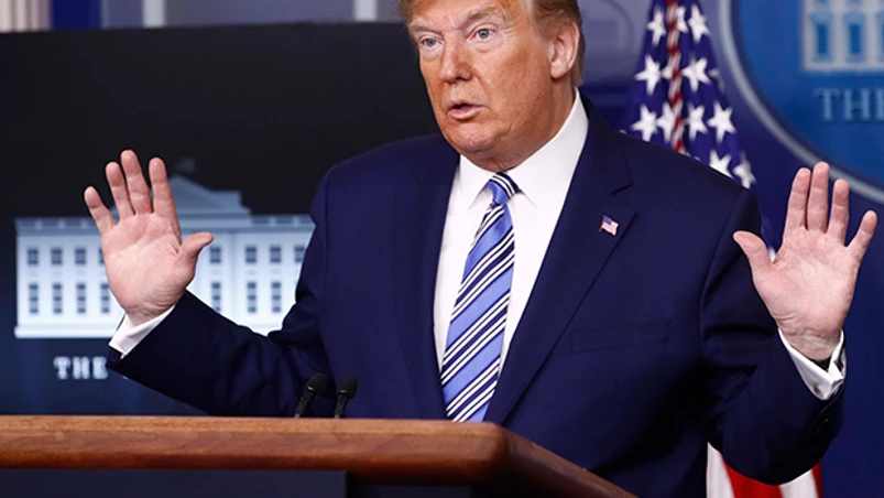 Donald Trump President Donald Trump speaks during a coronavirus task force briefing at the White House. Photo: PTI