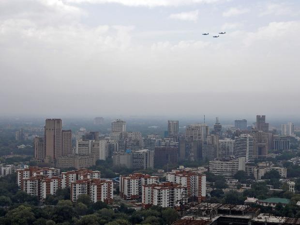 Indian Air Force (IAF) planes fly past New Delhi skyline as part of an activity being carried out by the IAF to show gratitude towards the frontline workers fighting the coronavirus disease (COVID-19) outbreak, in New Delhi Indian Air Force (IAF) planes fly past New Delhi skyline as part of an activity being carried out by the IAF to show gratitude towards the frontline workers fighting the coronavirus disease (COVID-19) outbreak, in New Delhi