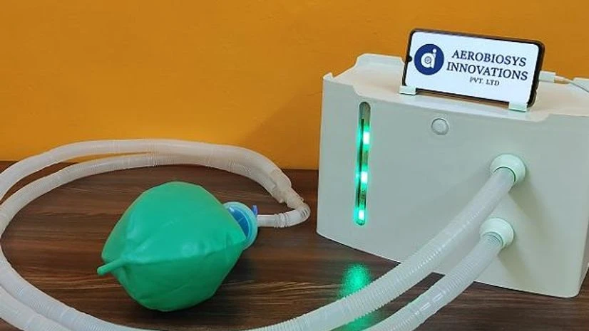 Low-cost ventilator ‘Jeevan Lite’, a portable ventilator developed by a start-up incubated at IIT Hyderabad. The device is IoT-enabled and can be operated through a phone app