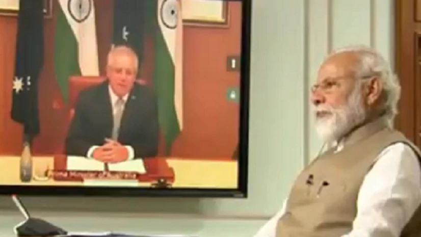 Narendra Modi, Scott Morrison Narendra Modi, Scott Morrison