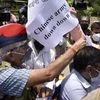 Members of Army Family Welfare Foundation Protesting in front of China Embassy against the Chinese Army in New Delhi on Wednesday. Photo: Dalip Kumar