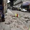 Security tape alert people of a building damaged by an earthquake in Oaxaca, Mexico. Photo: PTI