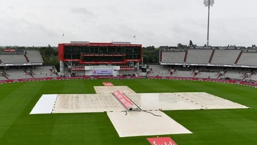 The start of Day 3 in Manchester will be delayed this morning due to rain. Photo: @ICC The start of Day 3 in Manchester will be delayed this morning due to rain. Photo: @ICC