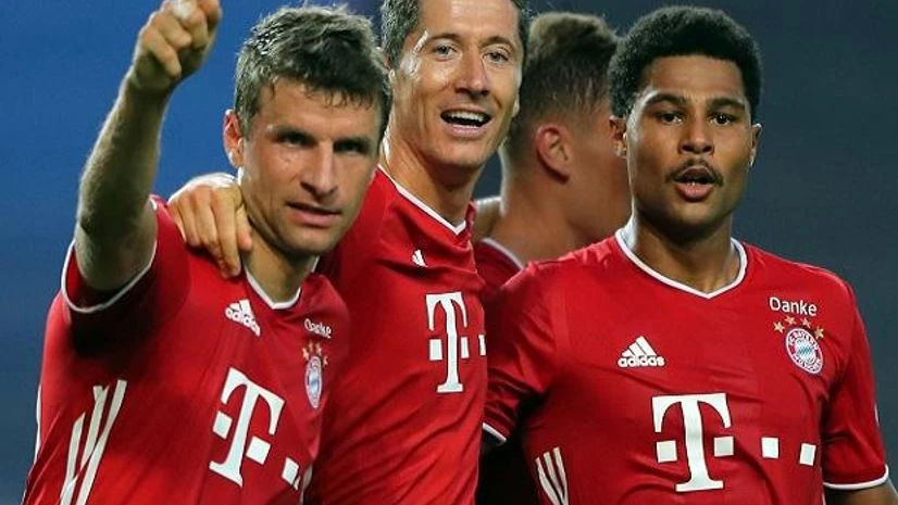 Thomas Muller, Robert Lewandowski, Serge Gnabry, Bayern Munich Thomas Muller, Robert Lewandowski, Serge Gnabry, Bayern Munich