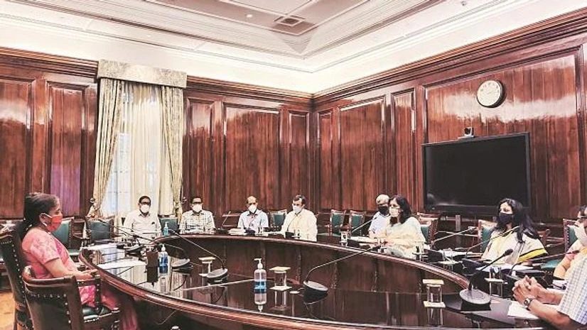 gst meet, gst Union Finance Minister Nirmala Sitharaman during an interaction with directors and deputy secretaries of the Department of Expenditure and Ministry of Finance