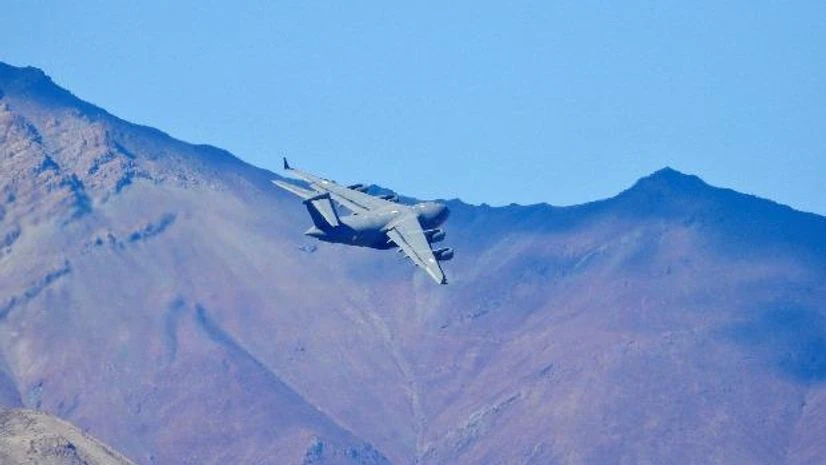 IAF fighter jet IAF fighter jet flies in Ladakh region amid the prolonged India-China stand off, in Leh