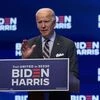 Democratic presidential candidate former Vice President Joe Biden speaks after participating in a coronavirus vaccine briefing with public health experts