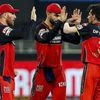 Aaron Finch, Virat Kohli and Yuzvendra Chahal celebrating during RCB vs SRH IPL 2020 match