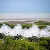 Howitzers fire munitions during an annual Taiwanese military exercise in Taichung, July 2020. The drills are aimed at repelling a Chinese invasion across the Taiwan Strait. Photo: Bloomberg