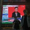 A live broadcast of Chinese President Xi Jinping delivering a speech in Shenzhen on October 14, 2020. (Photo: Bloomberg.)