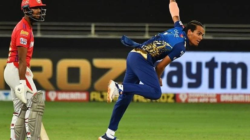 Rahul Chahar while during during Mumbai Indians' match against KXIP Rahul Chahar while during during Mumbai Indians' match against KXIP