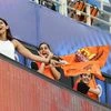 SRH supporters celebrate win over DC during match 47 of season 13 of the Dream 11 Indian Premier League (IPL) between the Sunrisers Hyderabad and the Delhi Capitals held at the Dubai International Cricket Stadium, Dubai in the United Arab Emirates on