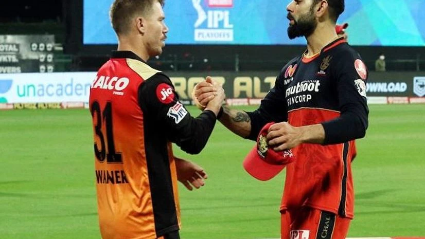 David Warner and Virat Kohli after IPL 2020 eliminator match on Friday David Warner and Virat Kohli after IPL 2020 eliminator match on Friday