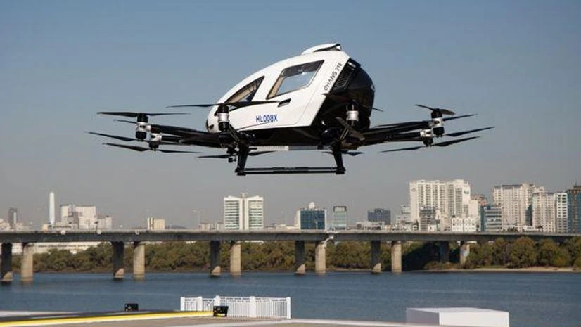 Drone taxi The EHang 216 autonomous aerial vehicle
