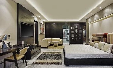 Phoenix Kessaku Master bedroom in an apartment in Phoenix Kessaku, Bengaluru. The luxury project has amenities such as a rooftop jogging track, infinity pool, multiple sports areas and three onsite clubs