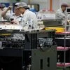 Employees are seen by their workstations at a printed circuit board assembly factory in Singapore. Photo: Reuters