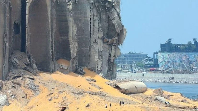 Beirut blast, Lebanon The August 4 explosion in the Port of Beirut tore through major grain silos. Photo: Bloomberg