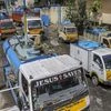 Water tank operators refill vehicles at a government-run station in Chennai on July 4, 2019, after all the city’s main reservoirs ran dry