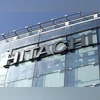 The logo of Hitachi is seen at an office building in Zurich, Switzerland
