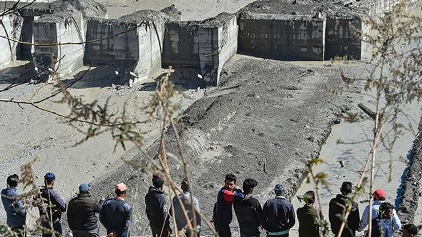 Uttarakhand flood, Uttarakhand glacier burst, flash flood The damaged Tapovan hydel project, a day after a glacier broke off in Joshimath causing massive flood in Dhauli Ganga River, in Chamoli district of Uttarakhand. Photo: PTI