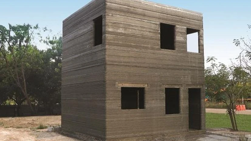 3D-printed house L&T Construction's 3D-printed ground-plus-one building in Kanchipuram, Tamil Nadu