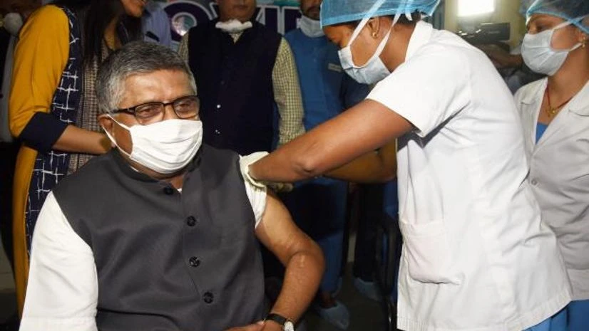 Ravi Shankar Prasad Union Minister Ravi Shankar Prasad getting vaccinated in Patna, Bihar