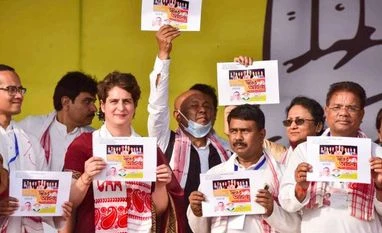 Assam polls: Priyanka 'guarantees' sops for women, free power, 500,000 jobs Priyanka Gandhi Vadra