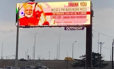 Billboards thanking PM Modi for providing Covid vaccines come up in Canada PM Modi Billboards