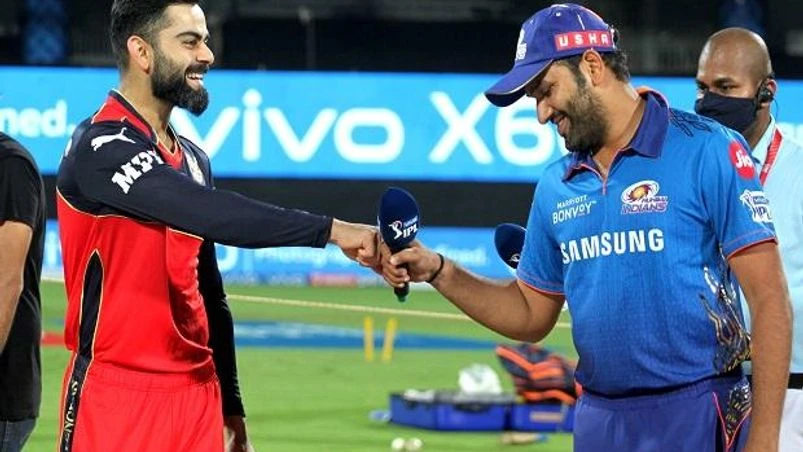 IPL 2021, Virat Kohli, Rohit Sharma IPL 2021: Virat Kohli and Rohit Sharma during the toss