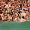 Devotees gather to offer prayers during the third Shahi Snan of the Kumbh Mela 2021, at Har ki Pauri Ghat in Haridwar (Photo: PTI)