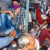 Migrants, comming from Maharashtra, in an overcrowded coach of a train at Bhopal railway station (Photo: PTI)