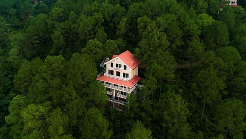 Holiday home A DLF Samavana house surrounded by pine trees in Kasauli, Himachal Pradesh. Every plot here is located on a hilltop within the valley. Picture courtesy: DLF
