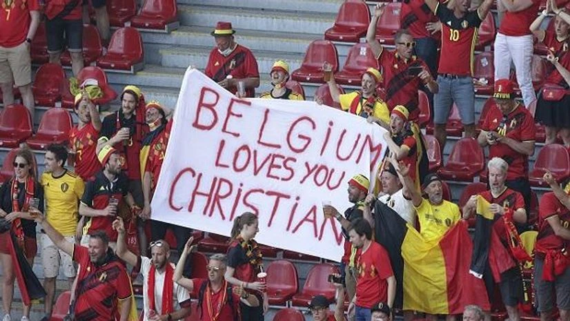 Belgium supporters, Christian Eriksen, Euro 2020 Belgium supporters, Christian Eriksen, Euro 2020