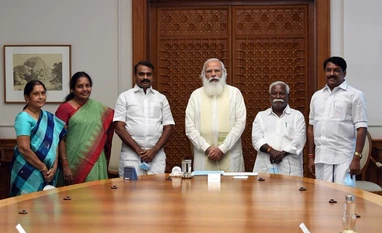 PM Narendra Modi interacts with BJP MLAs from Tamil Nadu modi