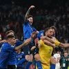 Italy players celebrate after winning the Euro 2020 final against England via penalty shootout, at Wembley Stadium, London