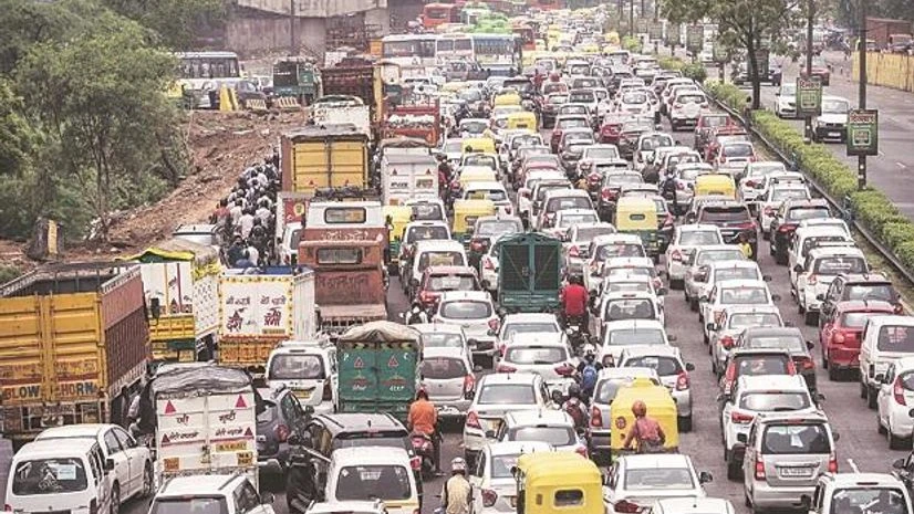 traffic jam Vehicles stuck in a traffic jam at Asharam Chowk after rains in New Delhi, on Tuesday. Photo: PTI