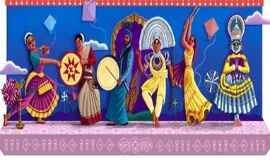 75th I-Day: Google doodle captures India's diversity, its dance forms Google Doodle, Independence day