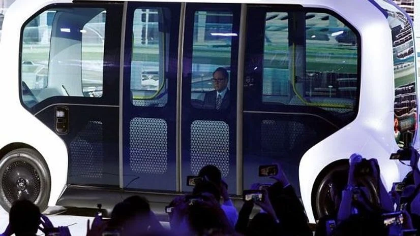 Toyota Motor Corporation President, Akio Toyoda, e-Palette autonomous concept vehicle Toyota Motor Corporation President Akio Toyoda, arrives in their e-Palette autonomous concept vehicle to give his presentation at the Tokyo Motor Show. (Photo: Reuters)